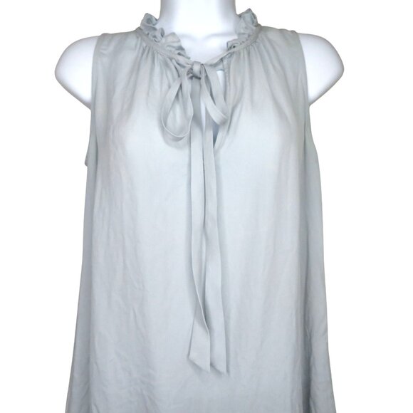 Elizabeth And James Silk Blouse Light Blue Ruffle Neck Sleeveless Tie Detail M - Picture 5 of 7
